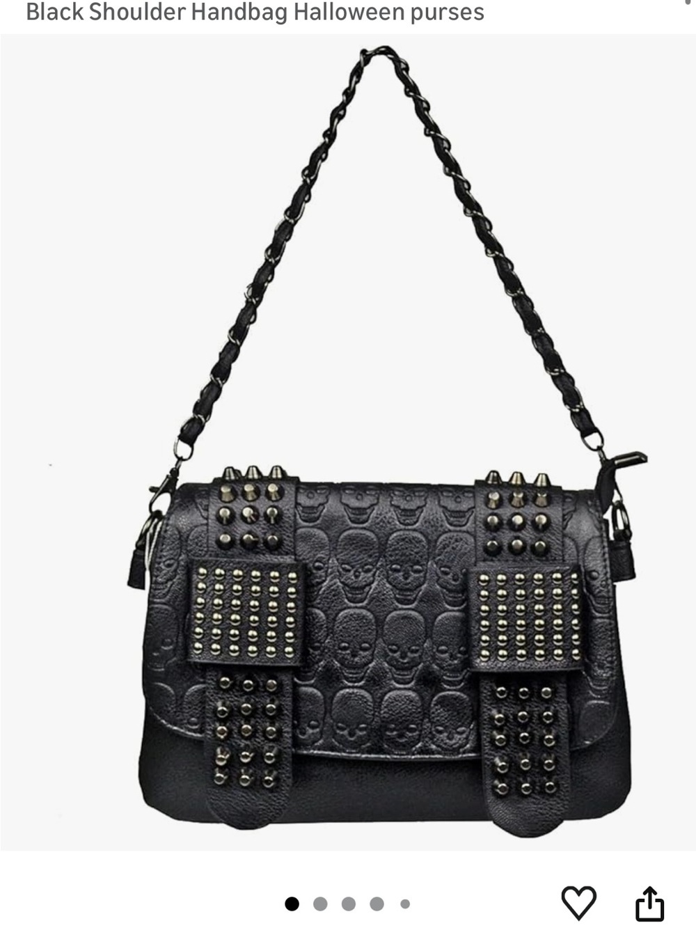 Black Studded Skull Shoulder Handbag